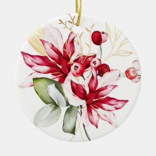 Blommor med helgdag julgransprydnad keramik