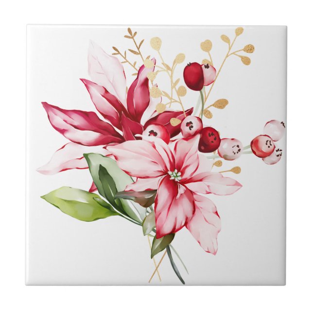 Blommor med helgdag kakelplatta (Framsidan)
