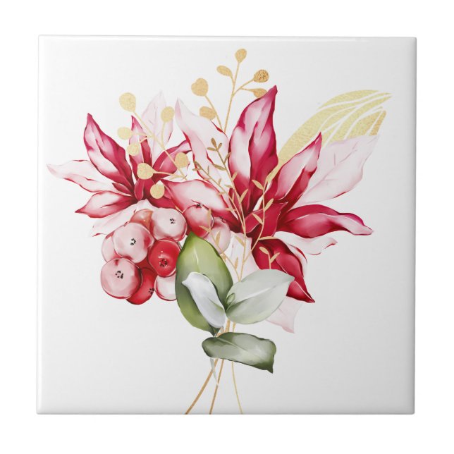 Blommor med helgdag kakelplatta (Framsidan)