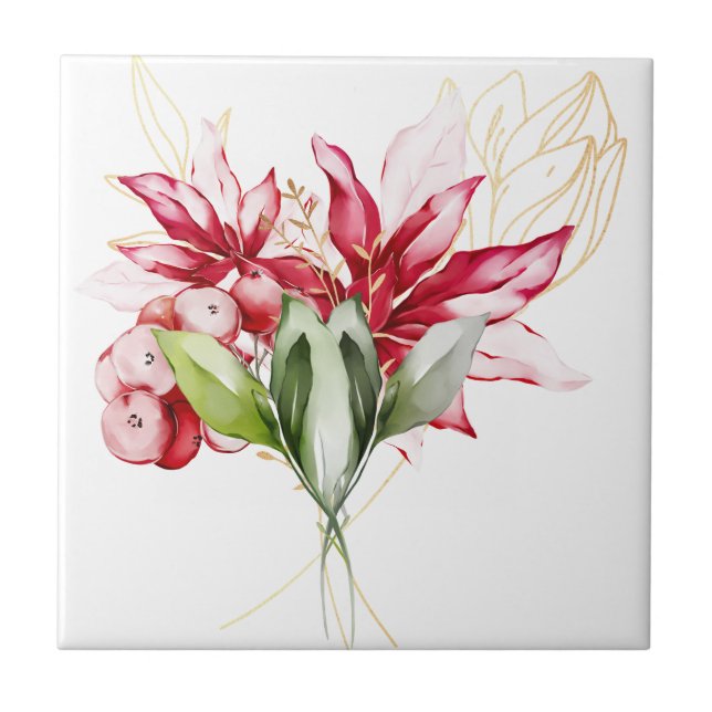 Blommor med helgdag kakelplatta (Framsidan)