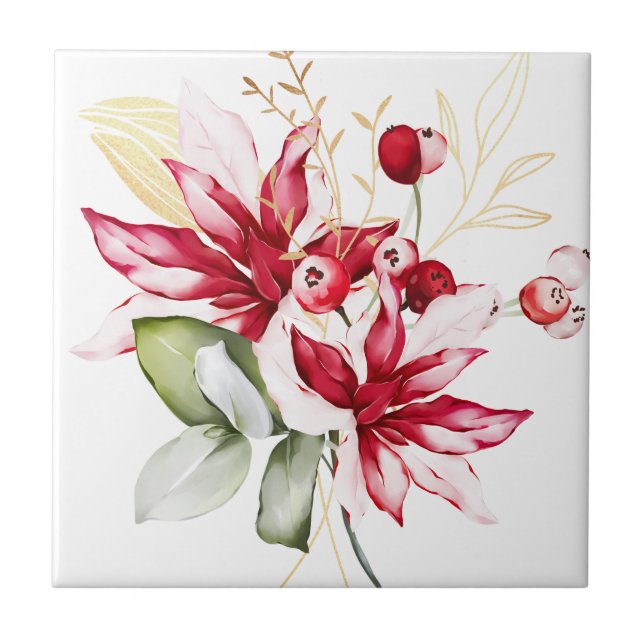 Blommor med helgdag kakelplatta (Framsidan)