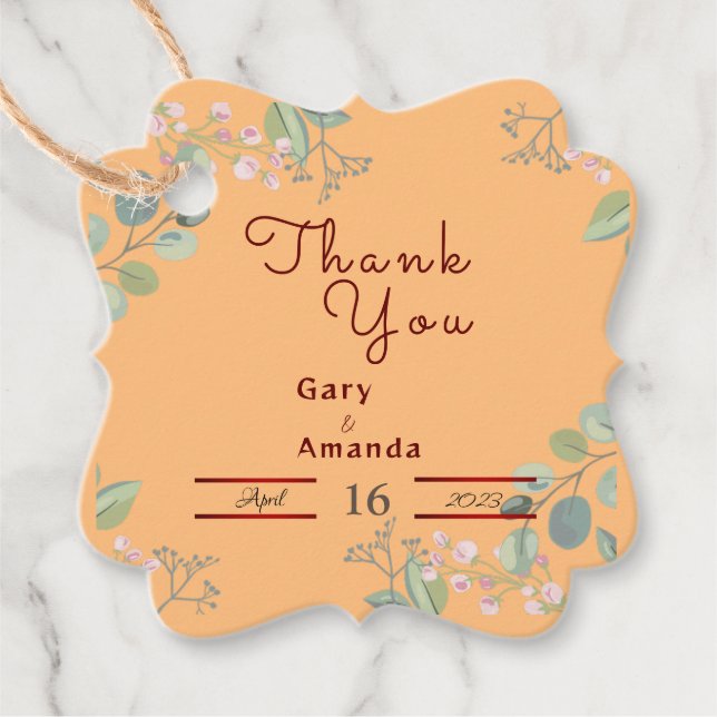 Blommor med Löv Gåvor Etiketter (Framsida)