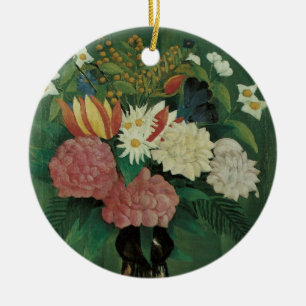 Blommor med murgröna av Henri Rousseau, Vintage Fl Julgransprydnad Keramik