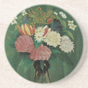 Blommor med murgröna av Henri Rousseau, Vintage Fl Underlägg Sandsten