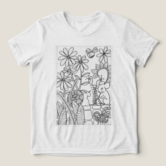 Blommor med mus och snigel t shirt (Design Framsida)