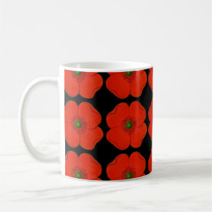 Blommor med röda vallmoblommor - poppor från Vå Kaffemugg