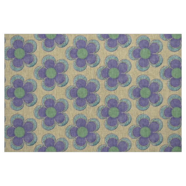 Blommor med skikt (lila/grönt) tyg (Fat Quarter)