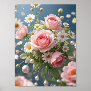 Blommor med tidlös överdådig elegans poster