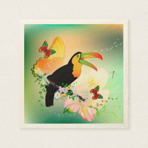 Blommor med toucan pappersservett