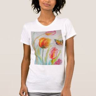 Blommor med tulippsfärg, blommigt Womens T Shirt