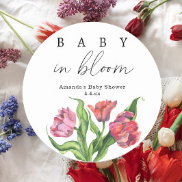 Blommor med vattenfärgad bukett - baby i blomning runt klistermärke