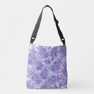 Blommor med violett vattenfärg axelväska