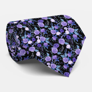 Blommor med violett vattenfärg slips