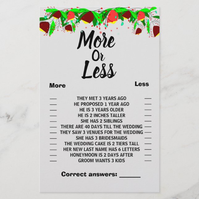 Blommor, mer eller mindre Par, tam Flyer (Framsidan)