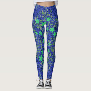 Blommor mönster 08.b Dblue BG Leggings