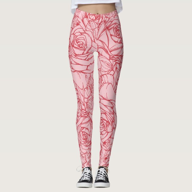 Blommor Mönster 14 Leggings (Framsida)