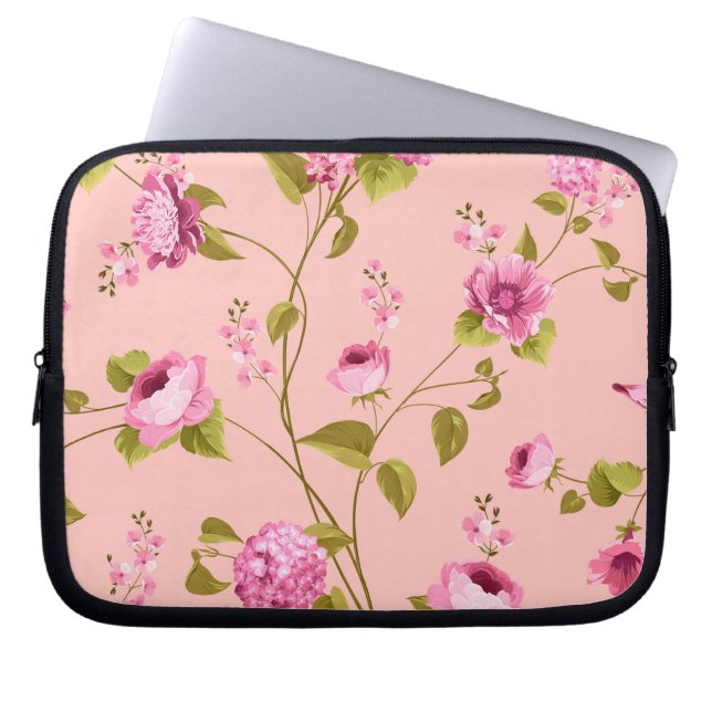 Blommor Mönster 17 Laptop Fodral (Framsidan)