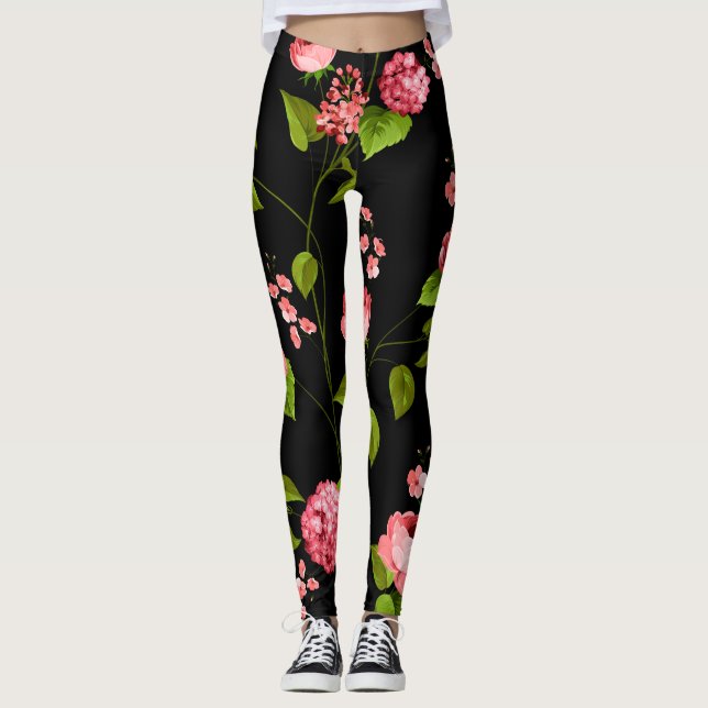Blommor Mönster 18 Leggings (Framsida)