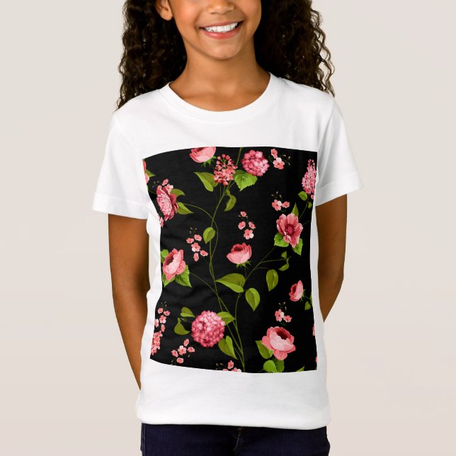 Blommor Mönster 18 T Shirt (Framsida)
