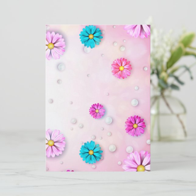 Blommor Mönster 7 Tack Kort (Stående Fram)
