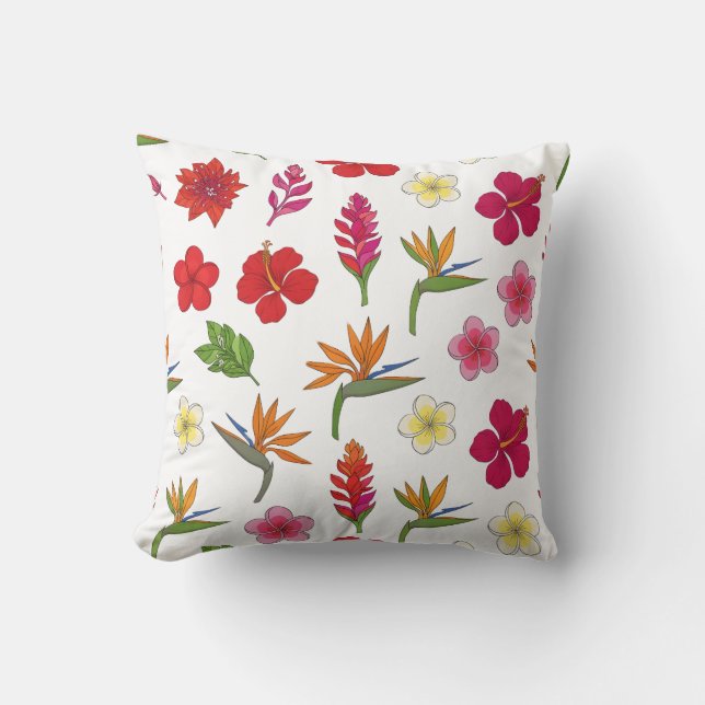 Blommor Mönster - botaniskt exotiskt mönster Kudde (Framsida)