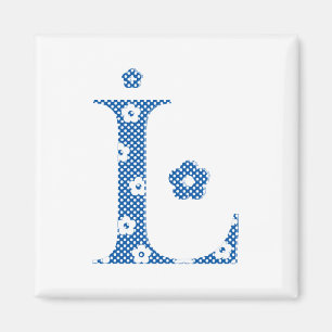 Blommor Mönster Brev L(blått) Magnet