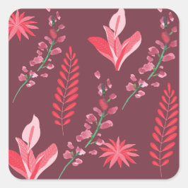 Blommor mönster. fyrkantigt klistermärke