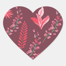 Blommor mönster. hjärtformat klistermärke