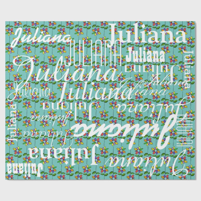 blommor . mönster i namn personlig presentpapper (Platt)