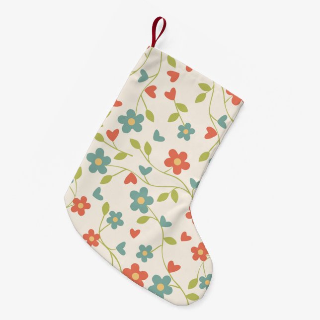 Blommor Mönster, julklapp Liten Julstrumpa (Framsidan (Hängande))