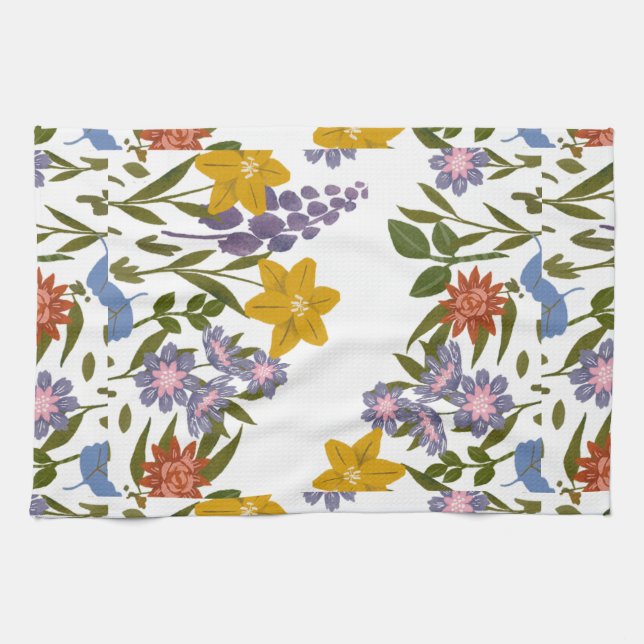 blommor mönster kökshandduk (Horisontell)