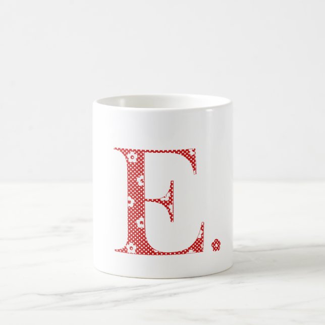 Blommor, mönstrad, röd och udda Brev) Kaffemugg (Center)