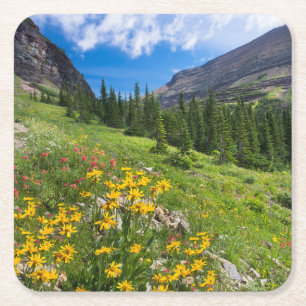 Blommor Montana Flower Väg Underlägg Papper Kvadrat