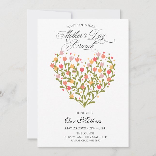blommor Mors dag Brunch Inbjudningar (Framsida)