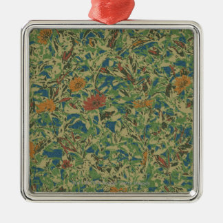 Blommor mot lövkamouflagemönster julgransprydnad metall