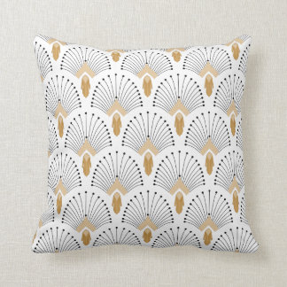 Blommor Motif för vit, Guld och svart konst Deco F Kudde