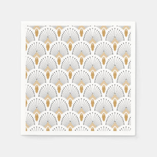 Blommor Motif för vit, Guld och svart konst Deco F Pappersservett