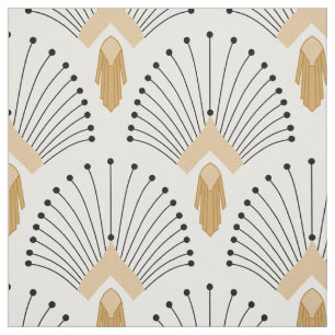 Blommor Motif för vit, Guld och svart konst Deco F Tyg