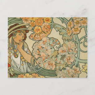 Blommor Mucha Vykort