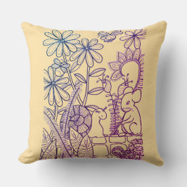 Blommor, mus och Snigel och bakstöt Kudde