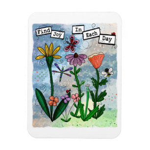 Blommor, Musik noter och Joy Artwork Magnet