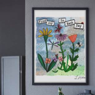 Blommor, Musik noter och Joy Artwork Poster