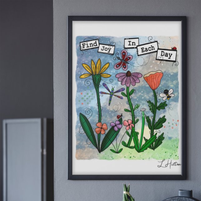 Blommor, Musik noter och Joy Artwork Poster (Skapare uppladdad)