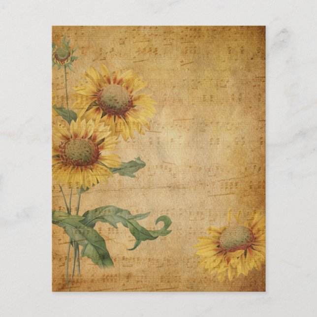 Blommor & Musik Vintage Scrapbookpapper (Framsida)