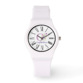 Blommor, namn & initial på en personlig damklocka armbandsur