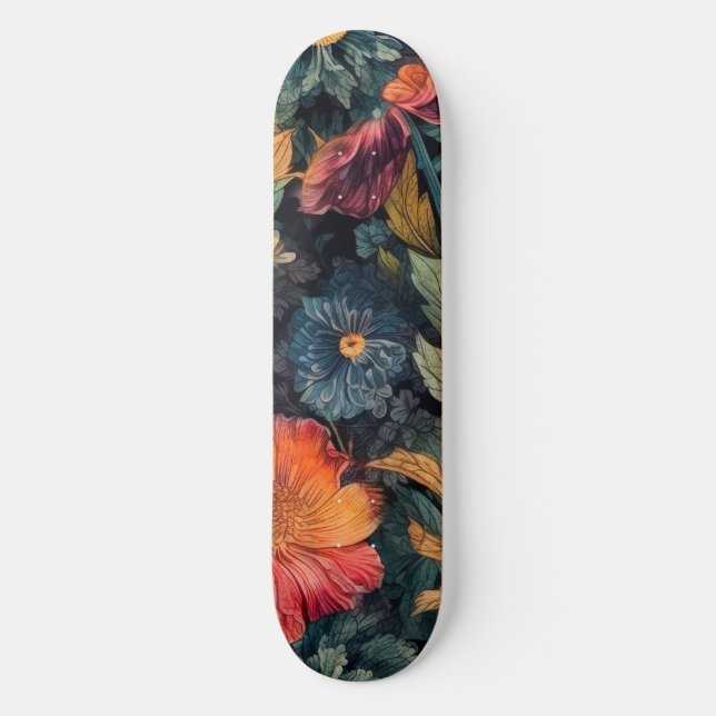 Blommor naturkonst mini skateboard bräda 18,5 cm (Framsida)