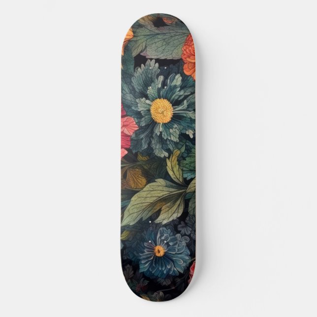 Blommor naturkonst mini skateboard bräda 18,5 cm (Framsida)