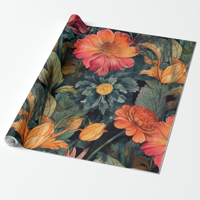 Blommor naturkonst presentpapper (Utrullad)