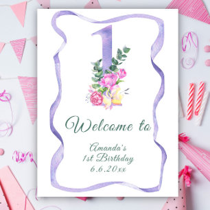 Blommor nummer 1:a födelsedagen Party Poster