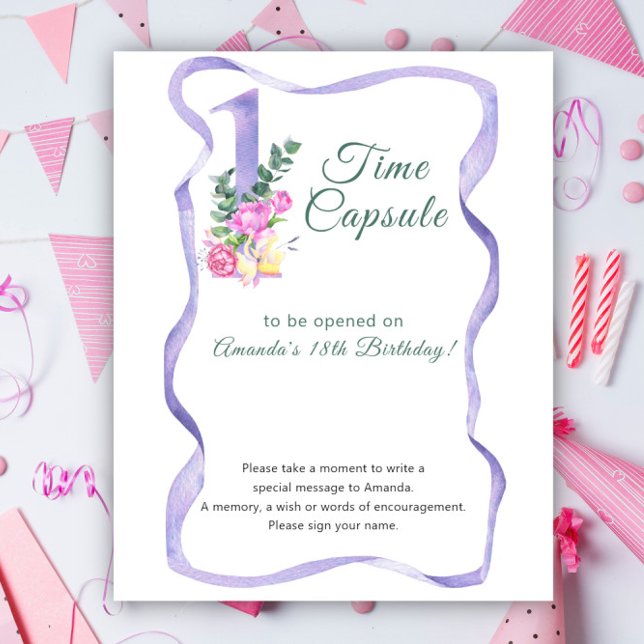 Blommor Nummer Tids Kapsel 1-årsdag Poster (Skapare uppladdad)